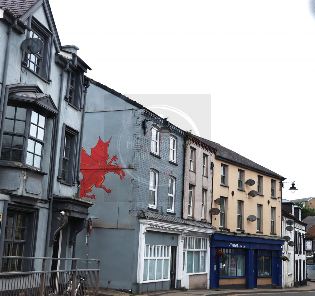 Welsh red dragon painting on building